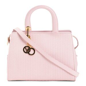 VALENTINO ORLANDI Made In Italy Leather Textured Satchel With Charms